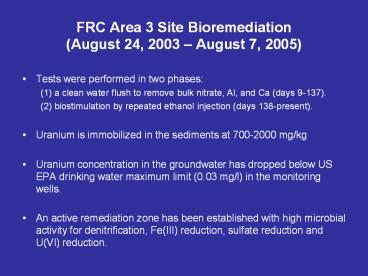 FRC Area 3 Site Bioremediation (August 24, 2003 