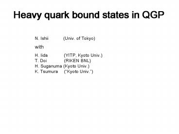 Heavy quark bound states in QGP