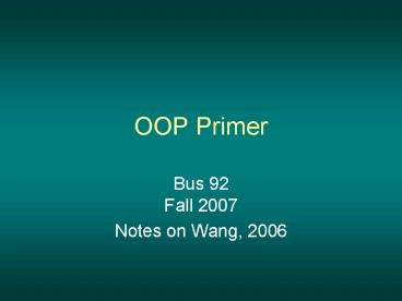 OOP Primer
