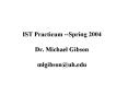 IST Practicum Spring 2004 Dr' Michael Gibson mlgibsonuh'edu PowerPoint PPT Presentation