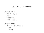 CSS 372    Lecture 1