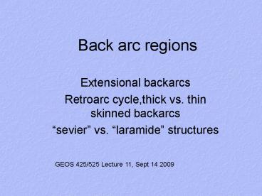 Back arc regions