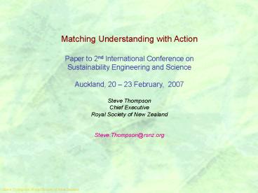Steve Thompson, Royal Society of New Zealand