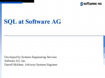 SQL at Software AG