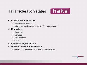 Haka federation status