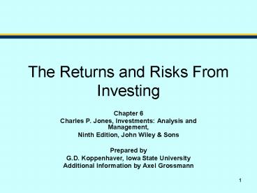 Charles P' Jones, Investments: Analysis and Management,