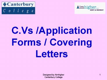 C'Vs Application Forms Covering Letters