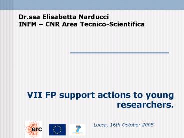 VII FP support actions to young researchers'
