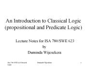 An Introduction to Classical Logic (propositional and Predicate Logic)