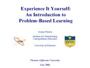 Experience It Yourself: An Introduction to Problem-Based Learning