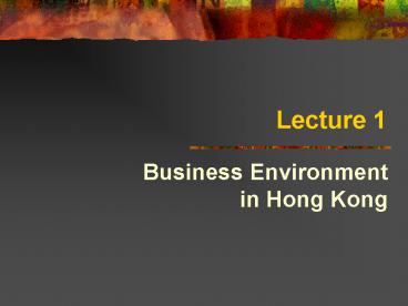 Business Environment in Hong Kong