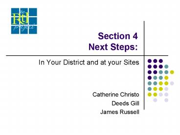 Section 4 Next Steps: