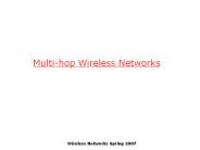 Multi-hop Wireless Networks
