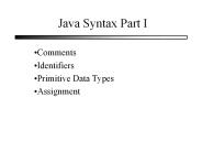 Java Syntax Part I