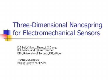ThreeDimensional Nanospring for Electromechanical Sensors