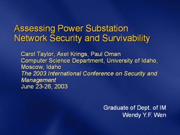 Assessing Power Substation Network Security and Survivability