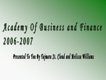 Academy Of Business and Finance