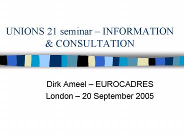 UNIONS 21 seminar INFORMATION