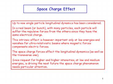 Space Charge Effect