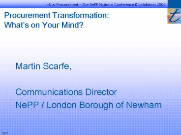 Procurement Transformation: Whats on Your Mind