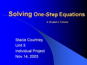 Solving One-Step Equations
