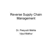 Reverse Supply Chain Management