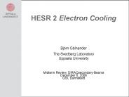 HESR 2 Electron Cooling