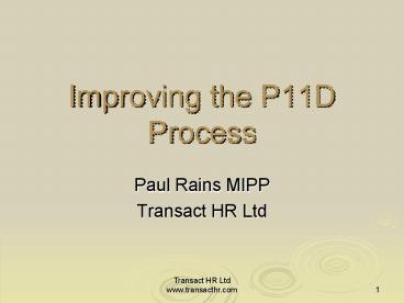 Improving the P11D Process