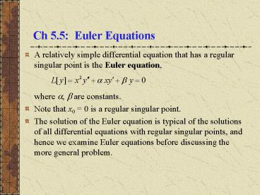 Ch 5.5: Euler Equations