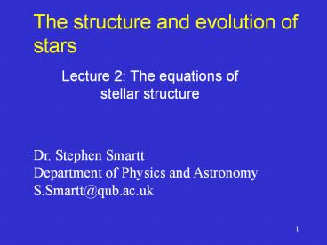 The structure and evolution of stars