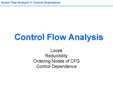 Control Flow Analysis presentation | free to view