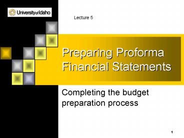 Preparing Proforma Financial Statements