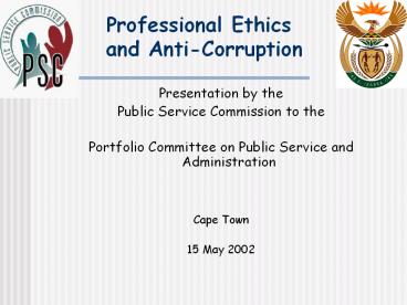 Professional Ethics and Anti-Corruption