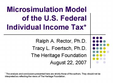 Microsimulation Model of the U'S' Federal Individual Income Tax