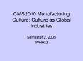 CMS2010 Manufacturing Culture: Culture as Global Industries PowerPoint PPT Presentation