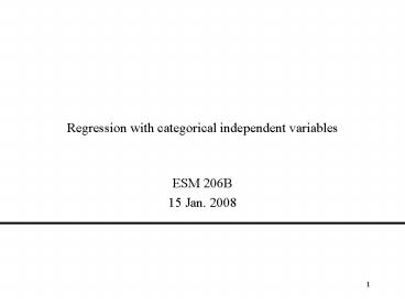 Regression with categorical independent variables