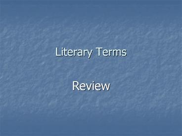 Literary Terms