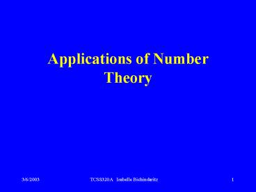 Applications of Number Theory