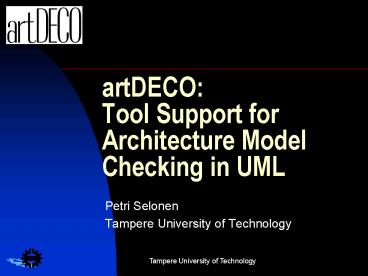artDECO: Tool Support for Architecture Model Checking in UML