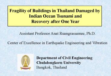 Fragility of Buildings in Thailand Damaged by