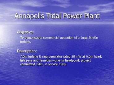 Annapolis Tidal Power Plant