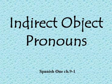 Indirect Object Pronouns