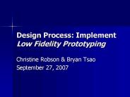 Design Process: Implement Low Fidelity Prototyping