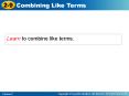 Learn to combine like terms' PowerPoint PPT Presentation