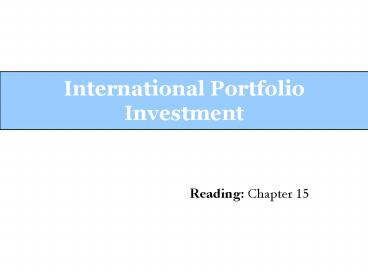 International Portfolio Investment