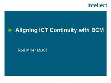 Aligning ICT Continuity with BCM