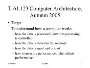 T-61.123 Computer Architecture, Autumn 2005
