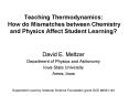 Teaching Thermodynamics: How do Mismatches between Chemistry and Physics Affect Student Learning? PowerPoint PPT Presentation