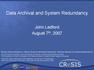 Data Archival and System Redundancy