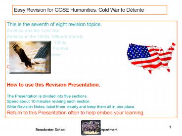 Revise for GCSE Humanities: The 1950s